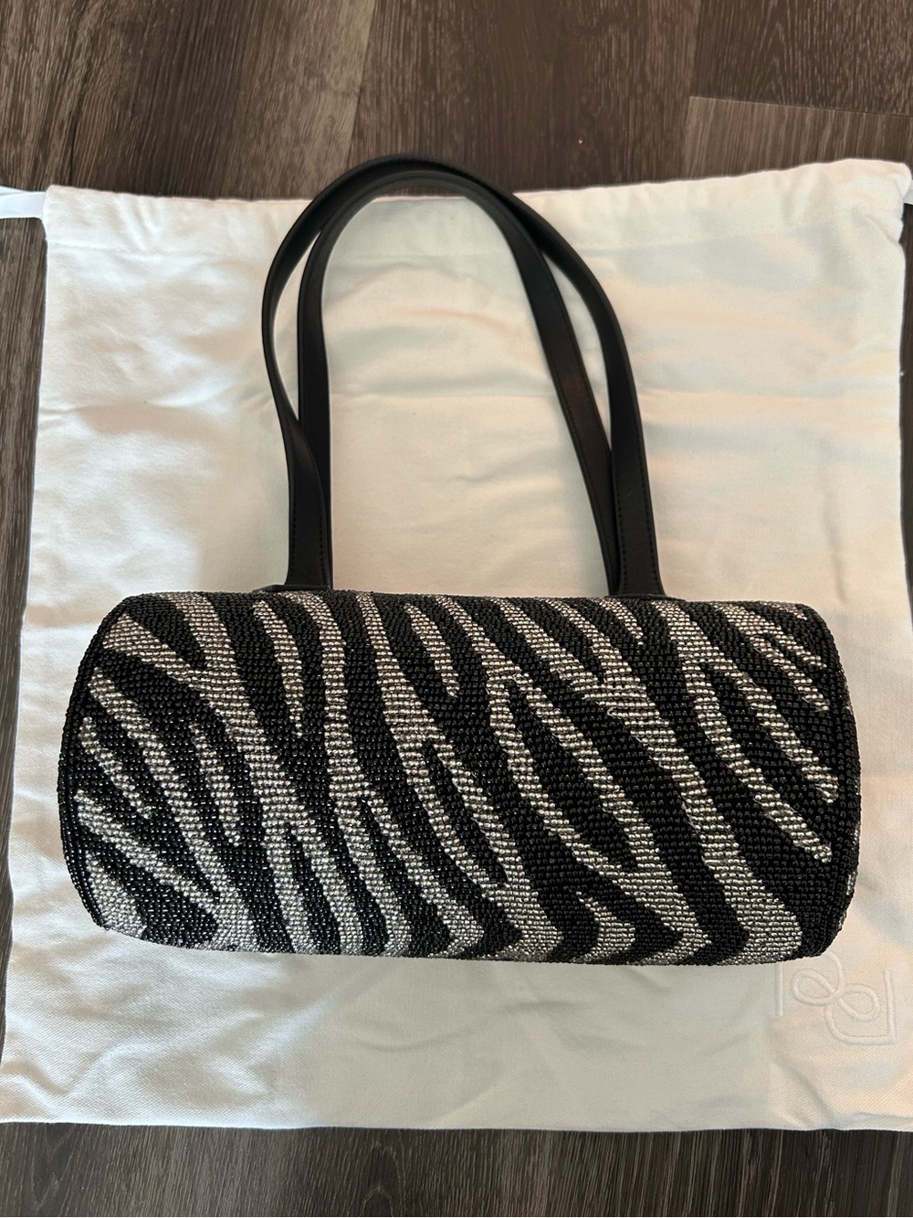 Reformation Aurora Zebra Beaded Shoulder Bag